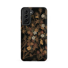 Japanese Autumn Flowers G.a. Audsley Samsung Case, Galaxy S21 Fe / Matte, Black Smartphone Case Dark Floral Pattern Autumn Leaves