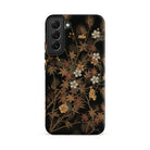 Japanese Autumn Flowers G.a. Audsley Samsung Case, Galaxy S22 Plus / Matte, Black Smartphone Case Dark Floral Leaf Pattern