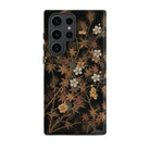 Japanese Autumn Flowers G.a. Audsley Samsung Case, Galaxy S23 Ultra / Matte, Black Smartphone Case Adorned Vibrant Floral Leaf Pattern
