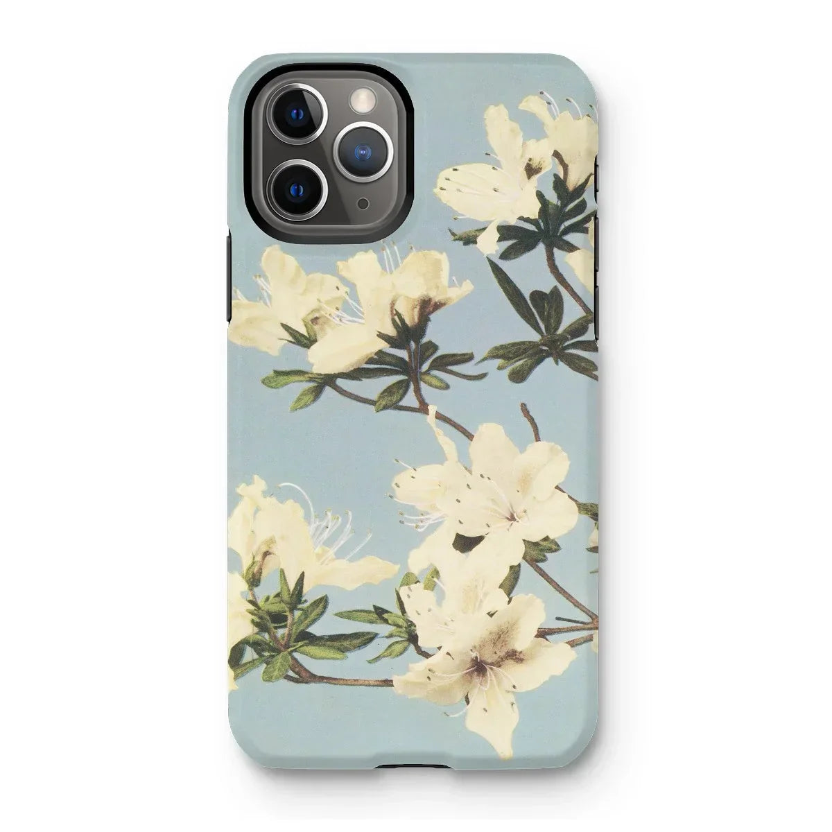 Japanese Azaleas - Kazumasa Ogawa Iphone Case, 11 Pro / Matte, Floral-patterned Iphone Case White Blossoms Pale Blue Background