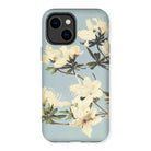 Japanese Azaleas - Kazumasa Ogawa Iphone Case, 14 Plus / Matte, Floral-patterned Smartphone Case White Blossoms Light Blue Background