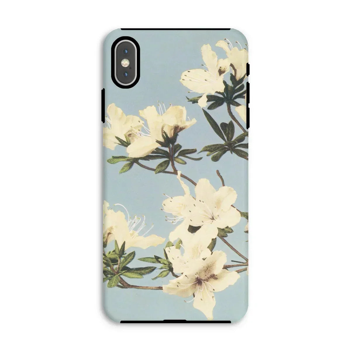 Japanese Azaleas - Kazumasa Ogawa Iphone Case, Xs Max / Matte, Floral-patterned Phone Case White Blossoms Light Blue Background