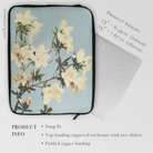 Japanese Azaleas - Kazumasa Ogawa Laptop Sleeve, Laptop Sleeve Floral Design White Blossoms Pale Blue