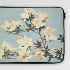 Japanese Azaleas - Kazumasa Ogawa Laptop Sleeve, Laptop Sleeve Floral Print White Blossoms Pale Blue