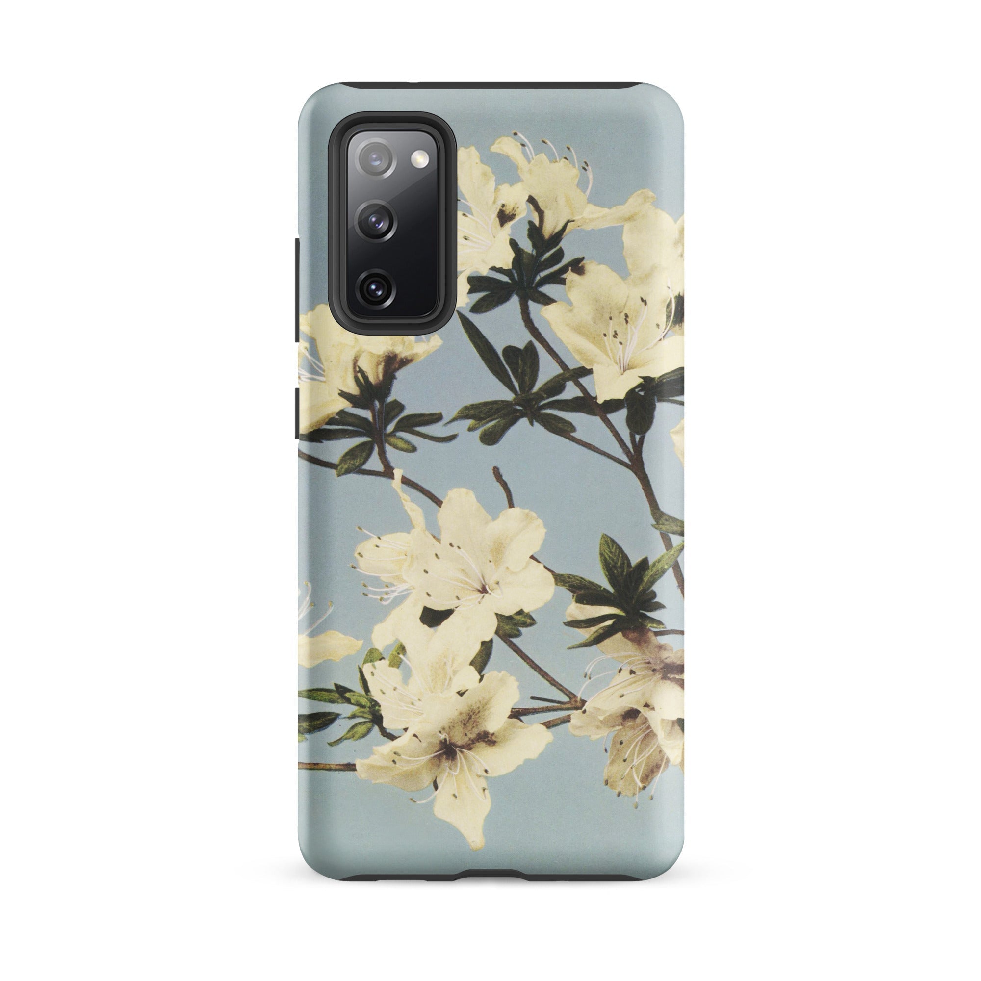 Japanese Azaleas Kazumasa Ogawa Samsung Case, Galaxy S20 Fe / Matte, Light Blue Smartphone Case White Floral Pattern