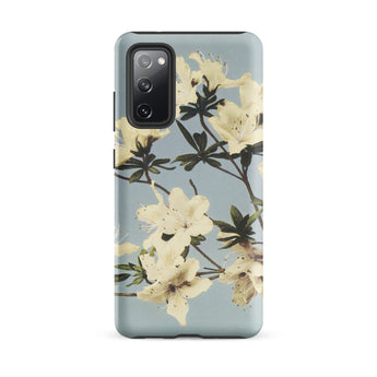 Japanese Azaleas - Kazumasa Ogawa Samsung Case, Galaxy S20 Fe / Matte, Light Blue Smartphone Case White Floral Pattern