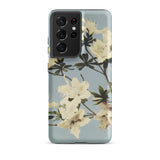 Japanese Azaleas - Kazumasa Ogawa Samsung Case, Galaxy S21 Ultra / Matte, Smartphone Light Blue Case White Floral Pattern