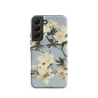 Japanese Azaleas Kazumasa Ogawa Samsung Case, Galaxy S22 / Matte, Smartphone Case White Floral Design Light Blue Background