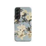 Japanese Azaleas - Kazumasa Ogawa Samsung Case, Galaxy S22 / Matte, Smartphone Case White Floral Design Light Blue Background