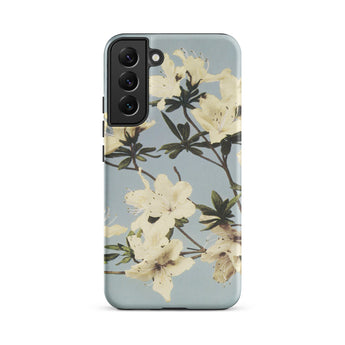 Japanese Azaleas - Kazumasa Ogawa Samsung Case, Galaxy S22 Plus / Matte, Smartphone Case Light Blue Background Pattern White Flowers