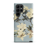 Japanese Azaleas - Kazumasa Ogawa Samsung Case, Galaxy S22 Ultra / Matte, Smartphone Case White Floral Pattern Light Blue Background