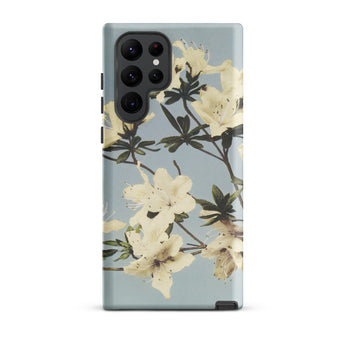 Japanese Azaleas - Kazumasa Ogawa Samsung Case, Galaxy S22 Ultra / Matte, Smartphone Case White Floral Pattern Light Blue Background