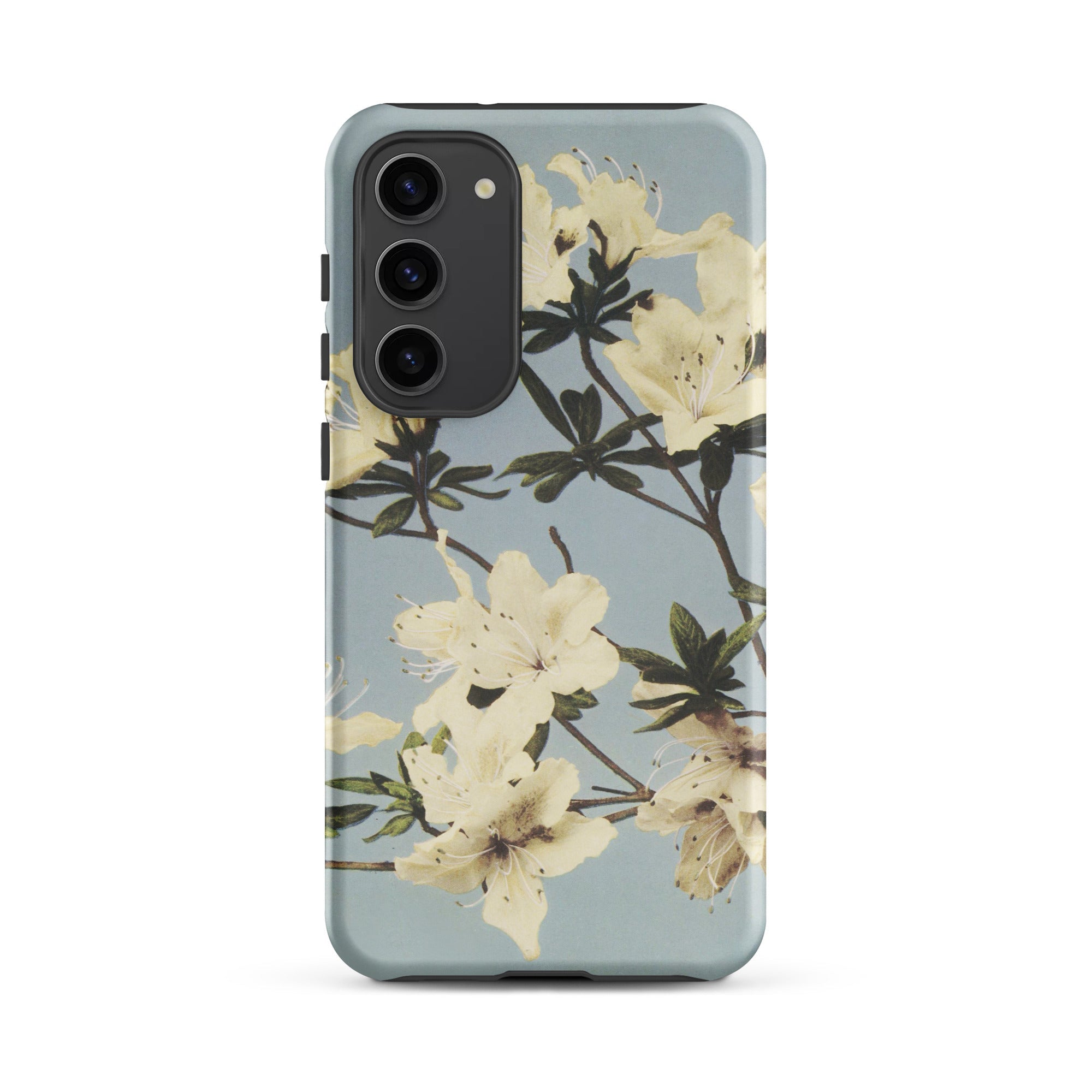 Japanese Azaleas Kazumasa Ogawa Samsung Case, Galaxy S23 Plus / Matte, Light Blue Phone Case White Floral Pattern