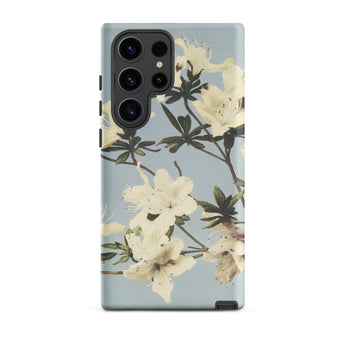 Japanese Azaleas - Kazumasa Ogawa Samsung Case, Galaxy S23 Ultra / Matte, Smartphone Case Light Blue Background Pattern White Flowers