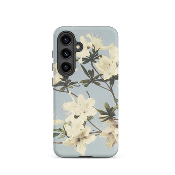 Japanese Azaleas - Kazumasa Ogawa Samsung Case, Galaxy S24 / Matte, Phone Case Cream-colored Floral Design Light Blue Background