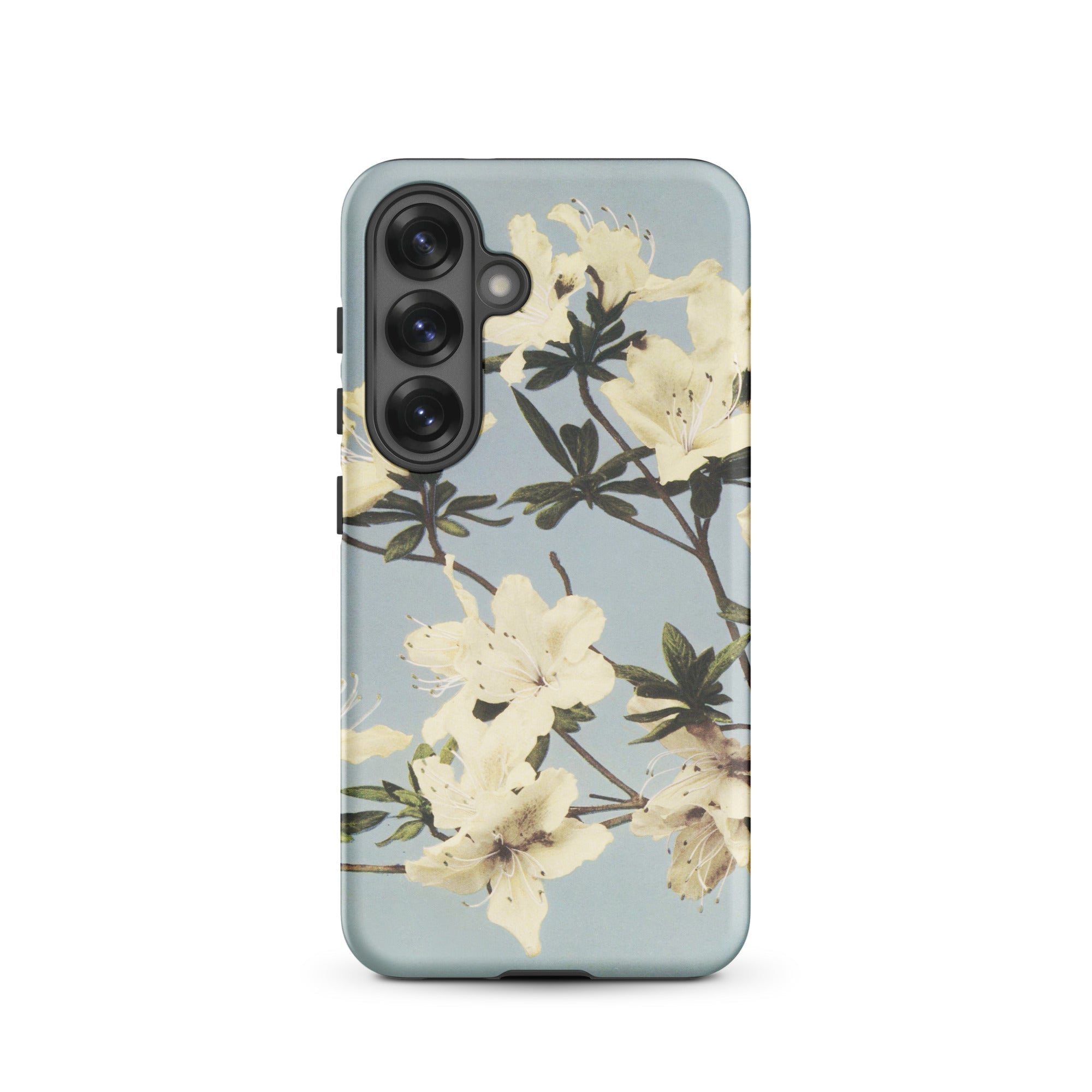 Japanese Azaleas Kazumasa Ogawa Samsung Case, Galaxy S25 / Matte, Light Blue Phone Case Cream Colored Floral Pattern