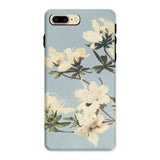 Japanese Azaleas - Ogawa Kazumasa Iphone Case, 8 Plus / Matte, Floral-patterned Smartphone Case White Blossoms Light Blue Background