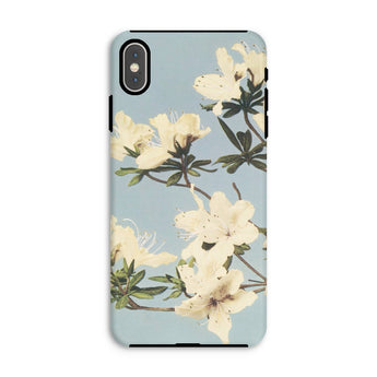 Japanese Azaleas - Ogawa Kazumasa Iphone Case, Xs Max / Matte, Floral-patterned Phone Case White Blossoms Light Blue Background