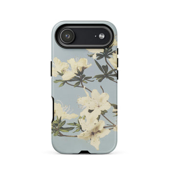 Japanese Azaleas - Ogawa Kazumasa Phone Case Iphone 17 Air / Matte Iphone Case Floral Design Light Blue Background White Kazumasa Ogawa