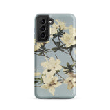 Japanese Azaleas - Ogawa Kazumasa Phone Case Samsung Galaxy S21 / Matte Sleek Phone Case Delicate Pattern Cream-colored Flowers Dark