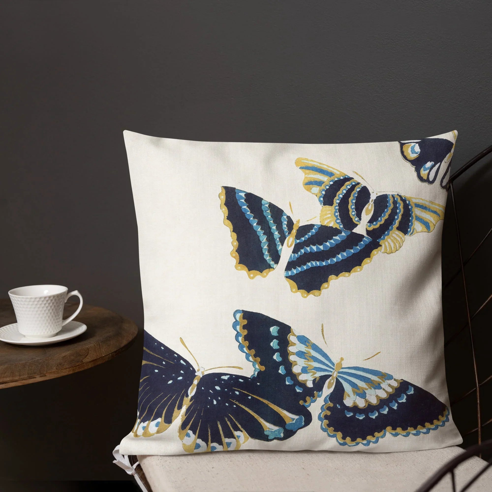 Japanese Blue Butterflies - Kamisaka Sekka Art Pillow Throw Pillows