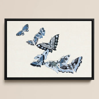 Japanese Blue Butterflies too - Kamisaka Sekka Art Print / Canvas, 18x12’’ / 46x31cm / Black Frame, Posters Prints & Visual Artwork, Toby