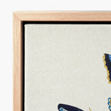 Framed Canvas Artwork Textured Off-white Surface Navy Blue Kamisaka Sekka, Japan’s Artistic Renaissance, Butterflies Deftly