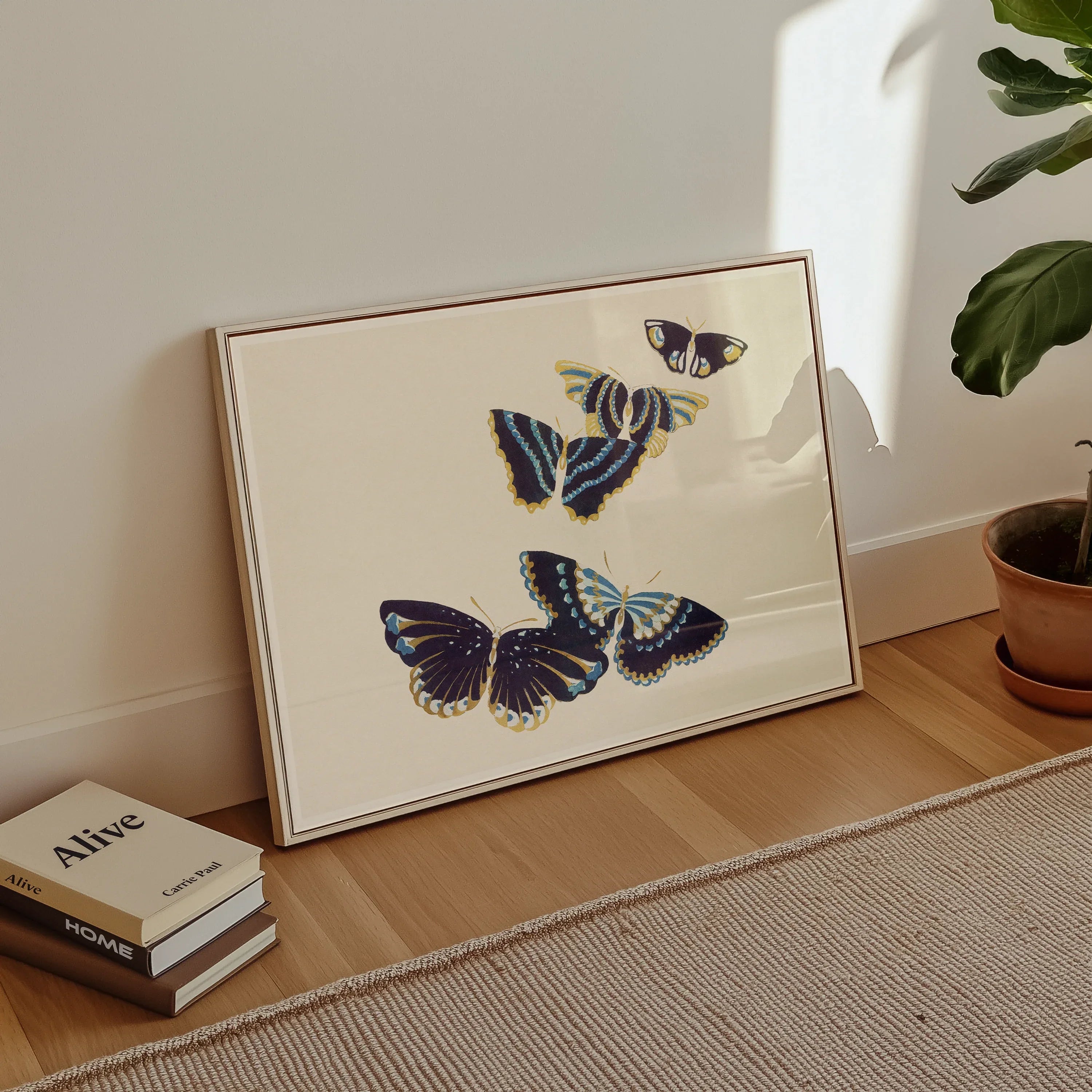 Japanese Blue Butterflies too - Kamisaka Sekka Art Print