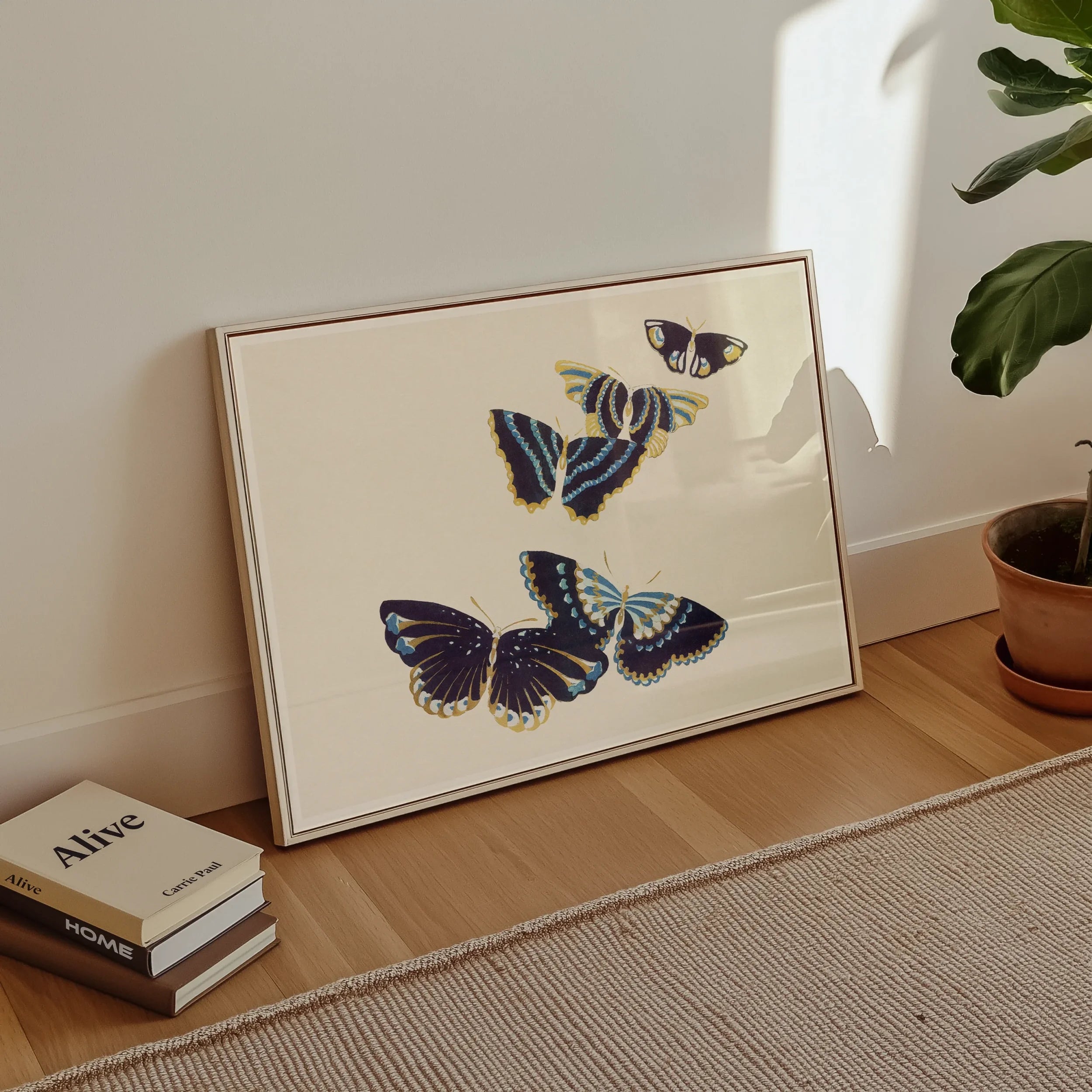 Japanese Blue Butterflies too - Kamisaka Sekka Art Print Posters Prints & Visual Artwork