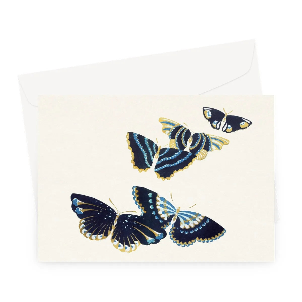 Japanese Blue Butterflies Too - Kamisaka Sekka Greeting Card - A5 Landscape / 1 Card - Greeting & Note Cards