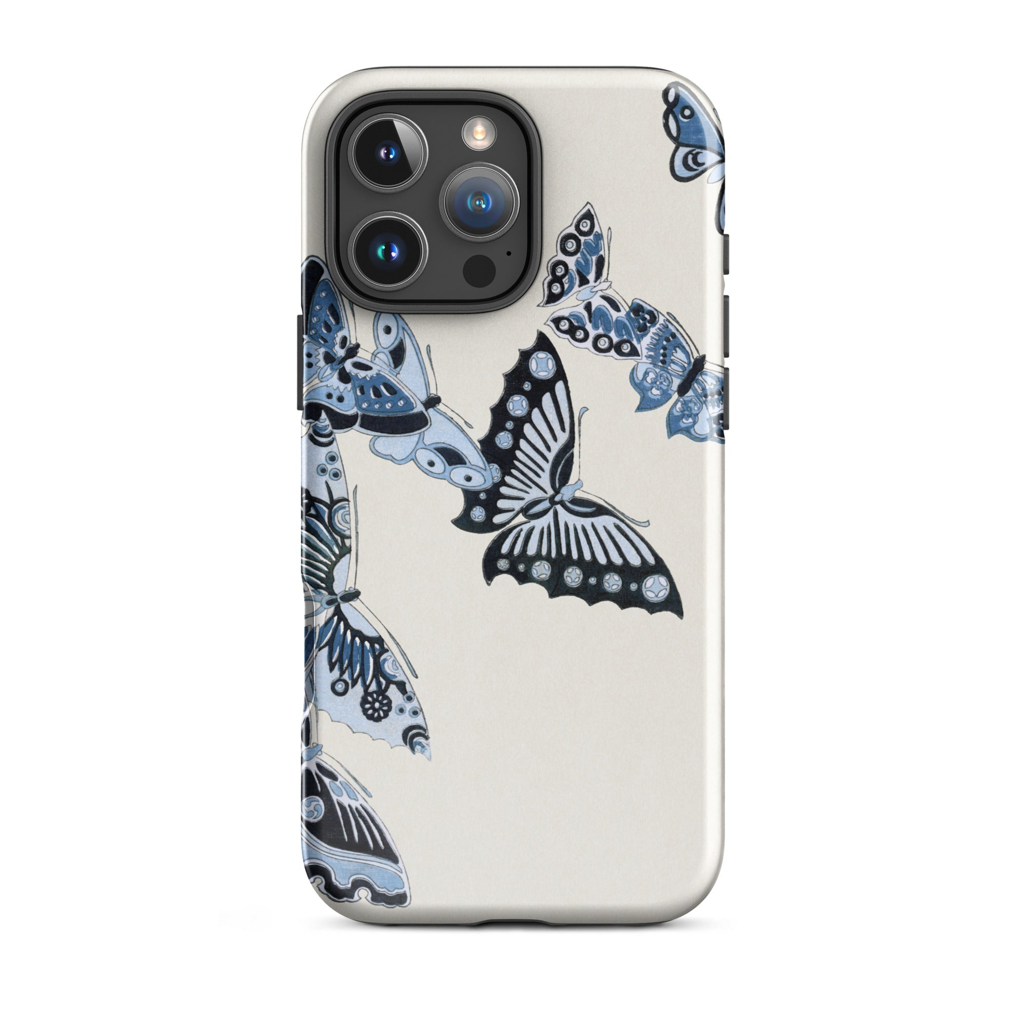 Japanese Blue Butterflies Kamisaka Sekka Iphone Case, 16 Pro Max / Matte, Butterfly Patterned Phone Case