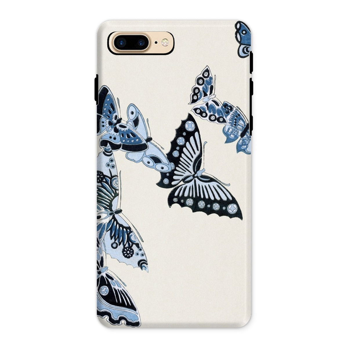 Japanese Blue Butterflies Kamisaka Sekka Iphone Case, 8 Plus / Matte, Phone Case Butterfly Design Blue Black Tones