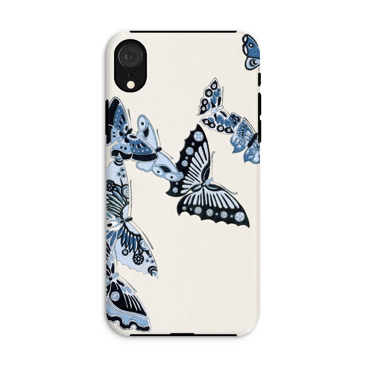 Japanese Blue Butterflies Kamisaka Sekka Iphone Case, Xr / Matte, Phone Case Butterfly Pattern Blue Black White Background