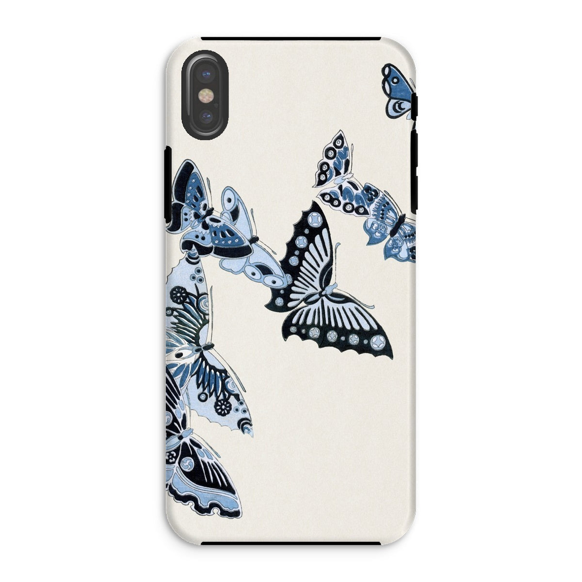 Japanese Blue Butterflies Kamisaka Sekka Iphone Case, Xs / Matte, Phone Case Decorated Blue Black Butterfly Designs