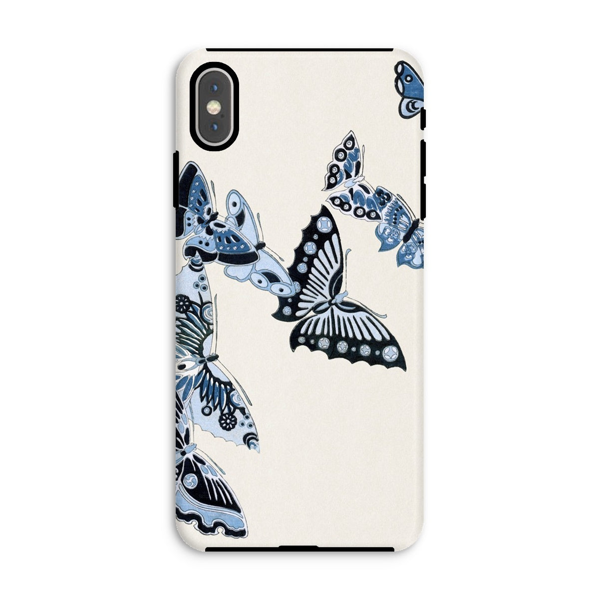 Japanese Blue Butterflies Kamisaka Sekka Iphone Case, Xs Max / Matte, Phone Case Butterfly Pattern Design Blue Black White