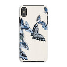 Japanese Blue Butterflies Kamisaka Sekka Iphone Case, Xs Max / Matte, Phone Case Butterfly Pattern Design Blue Black White