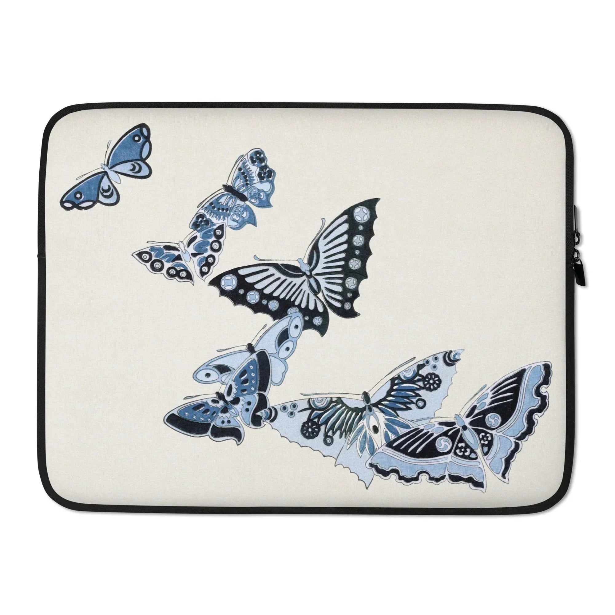 Japanese Blue Butterflies - Kamisaka Sekka Laptop Sleeve, Laptop Sleeve Blue Butterfly Designs