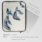 Japanese Blue Butterflies - Kamisaka Sekka Laptop Sleeve, Laptop Sleeve Blue Butterfly Designs White Background