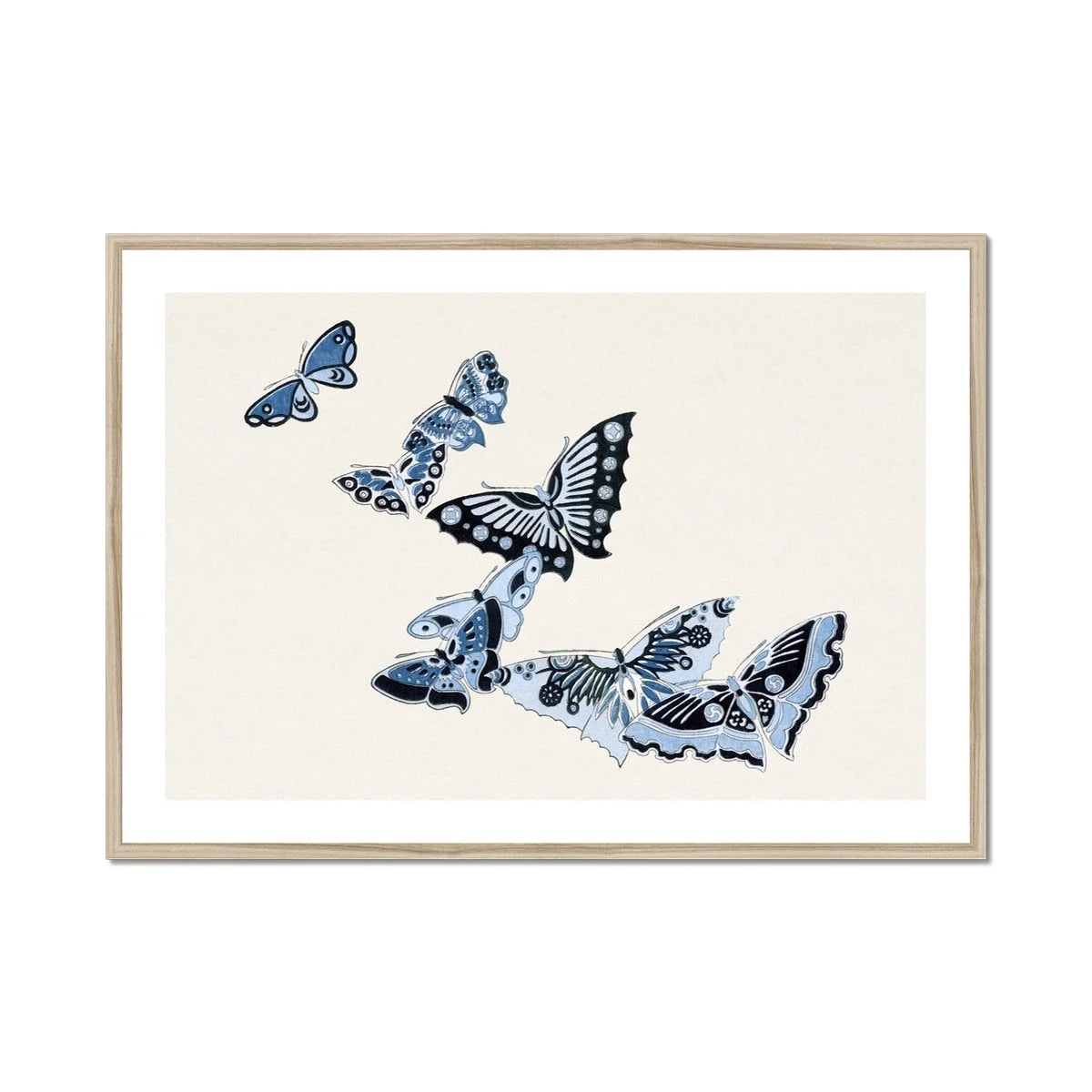 Japanese Blue Butterflies - Kamisaka Sekka Meiji Art Print