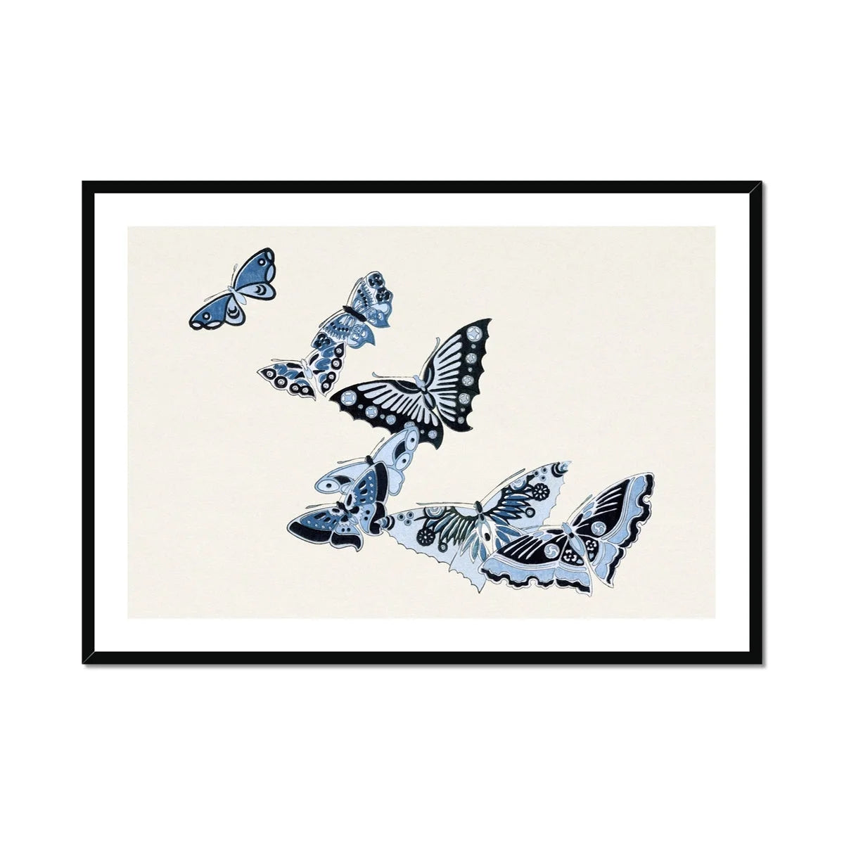 Japanese Blue Butterflies - Kamisaka Sekka Meiji Art Print