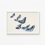 Framed Artwork Collection Intricately Designed Butterflies Shades Blue Kamisaka Sekka’s Japanese, Japan’s Artistic Awakening, Sekka Meiji