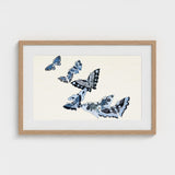 Japanese Blue Butterflies - Kamisaka Sekka Meiji Art Print / Canvas Framed Artwork Collection Stylized Shades Black Sekka’s, Japan’s