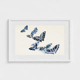 Japanese Blue Butterflies - Kamisaka Sekka Meiji Art Print / Canvas Framed Artwork Collection Intricately Designed Shades Sekka’s, Japan’s
