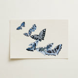 Japanese Blue Butterflies - Kamisaka Sekka Meiji Art Print / Canvas Rectangular Art Print Cluster Intricately Designed Butterflies Shades