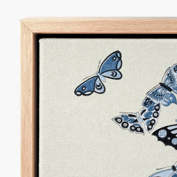 Blue Butterfly Artwork Light Wood Frame Kamisaka Sekka’s Japanese Butterflies, Japan’s Artistic Awakening, Sekka Meiji
