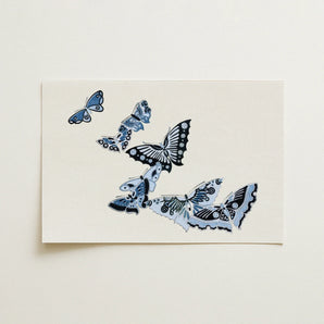 Japanese Blue Butterflies - Kamisaka Sekka Meiji Art Print / Canvas, Kamisaka Sekka’s Japanese Butterflies, Japan’s Artistic Awakening,