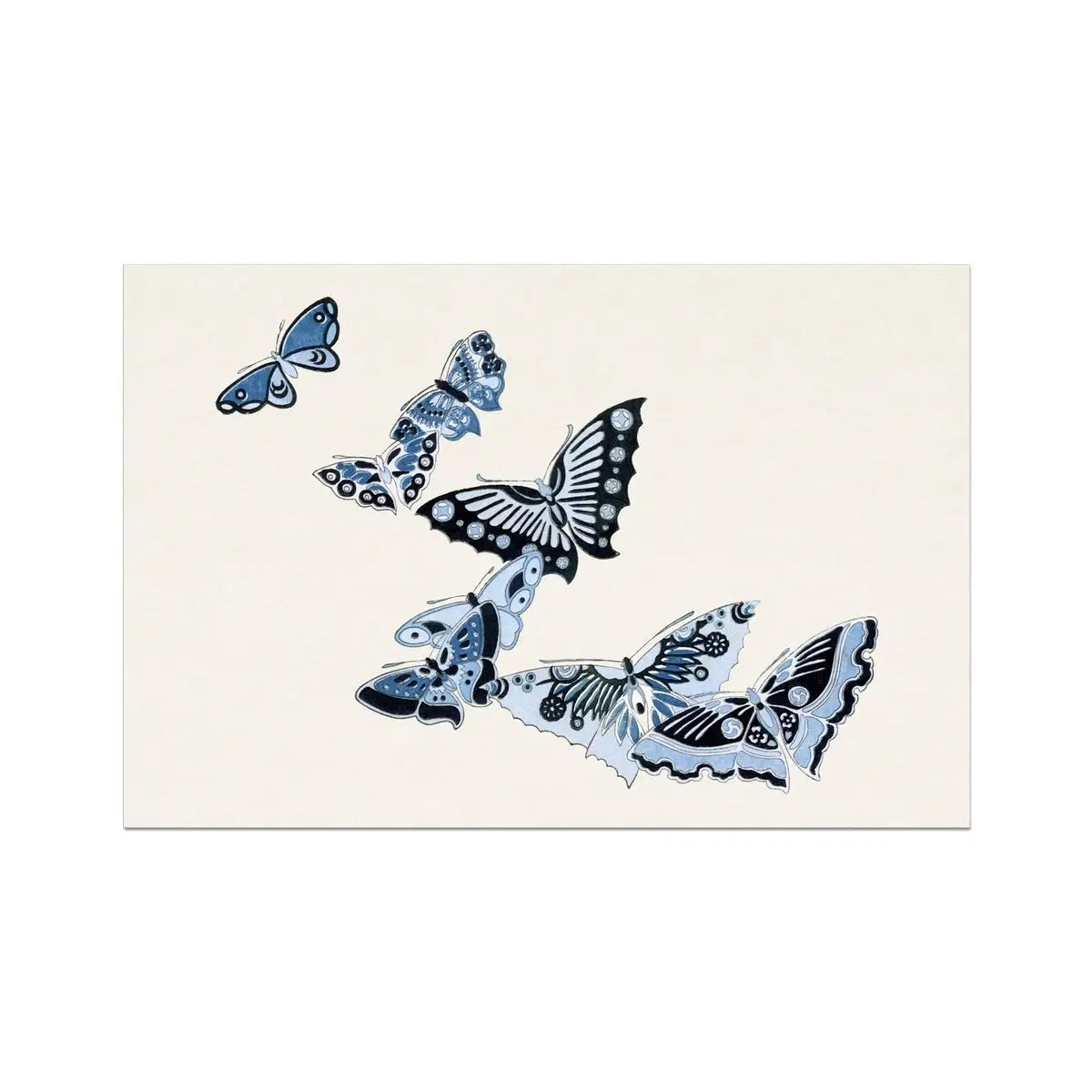 Japanese Blue Butterflies - Kamisaka Sekka Meiji Art Print - 36’’x24’’ - Posters Prints & Visual Artwork - Aesthetic Art