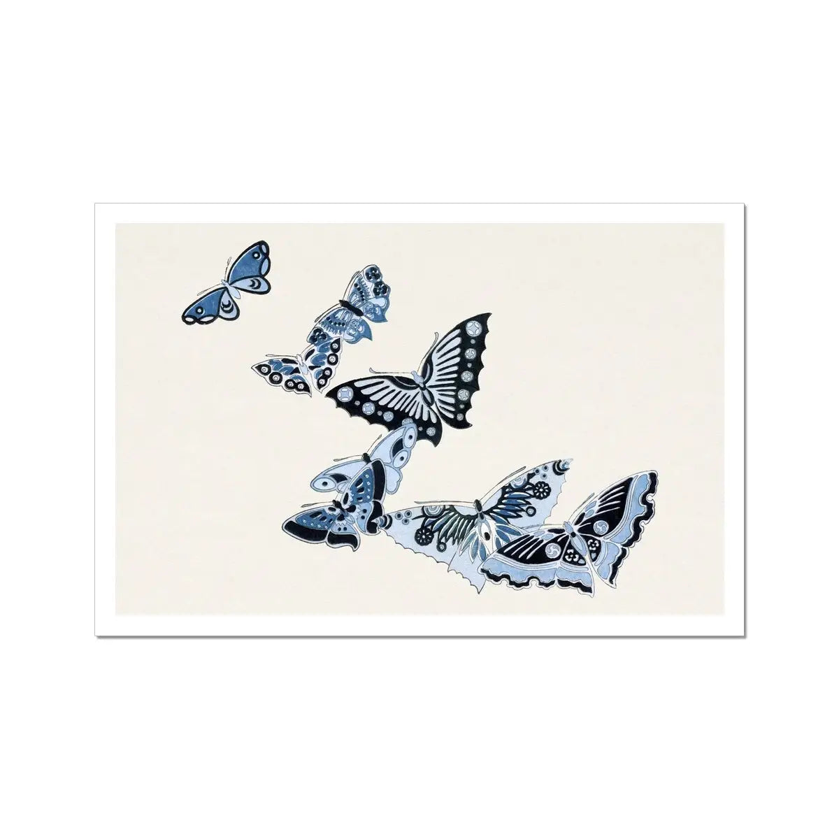 Japanese Blue Butterflies - Kamisaka Sekka Meiji Art Print - 24’x16’ - Posters Prints & Visual Artwork - Aesthetic Art