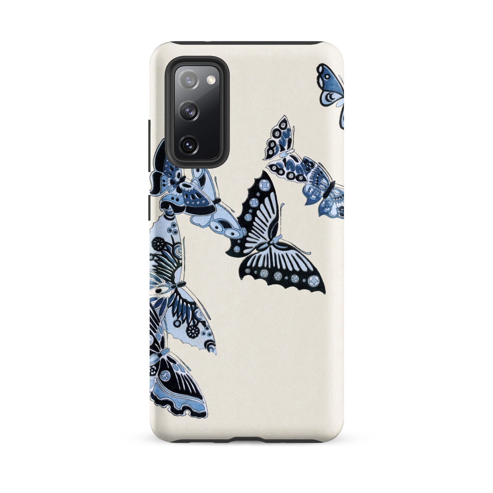 Japanese Blue Butterflies Kamisaka Sekka Samsung Case, Galaxy S20 Fe / Matte, White Smartphone Case Blue Butterfly Designs