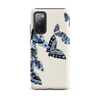 Japanese Blue Butterflies - Kamisaka Sekka Samsung Case, Galaxy S20 Fe / Matte, White Smartphone Case Blue Butterfly Designs